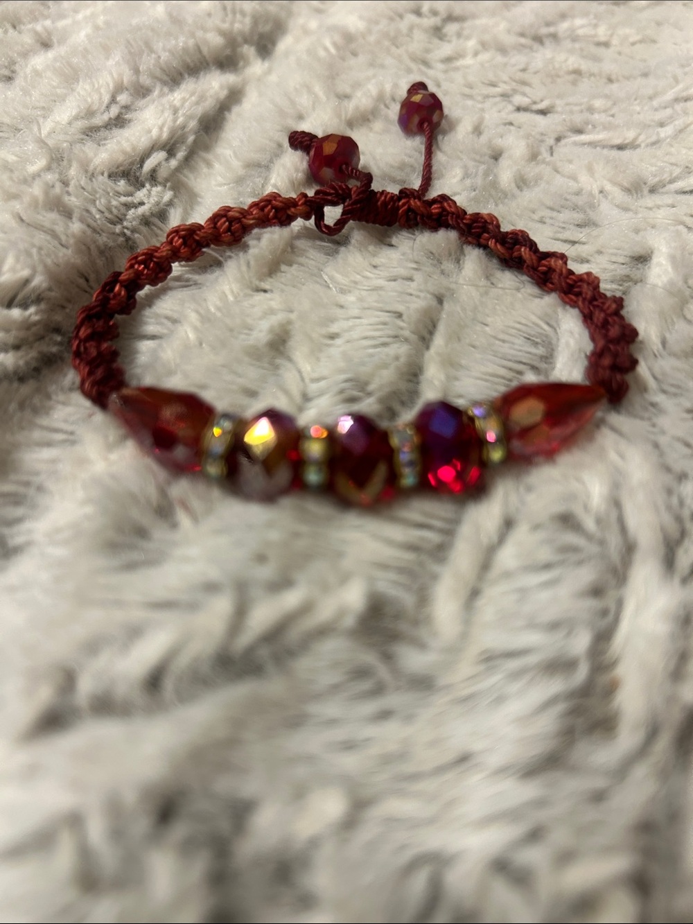 Handwoven Red Beaded Bracelet - Unbranded